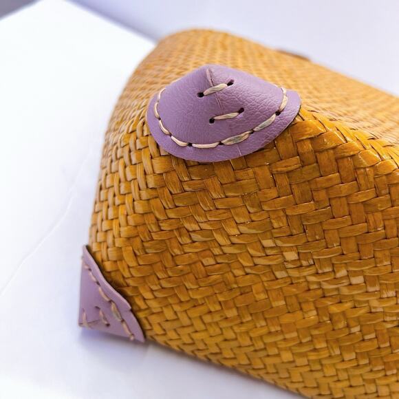 NEW! Handmade Hand Woven Bag Tote Leather Handle From Krachut Plant Unique Purse - Picture 9 of 14